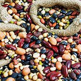 A close-up of several different types of beans