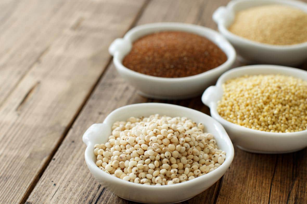 Bowls of specialty flours